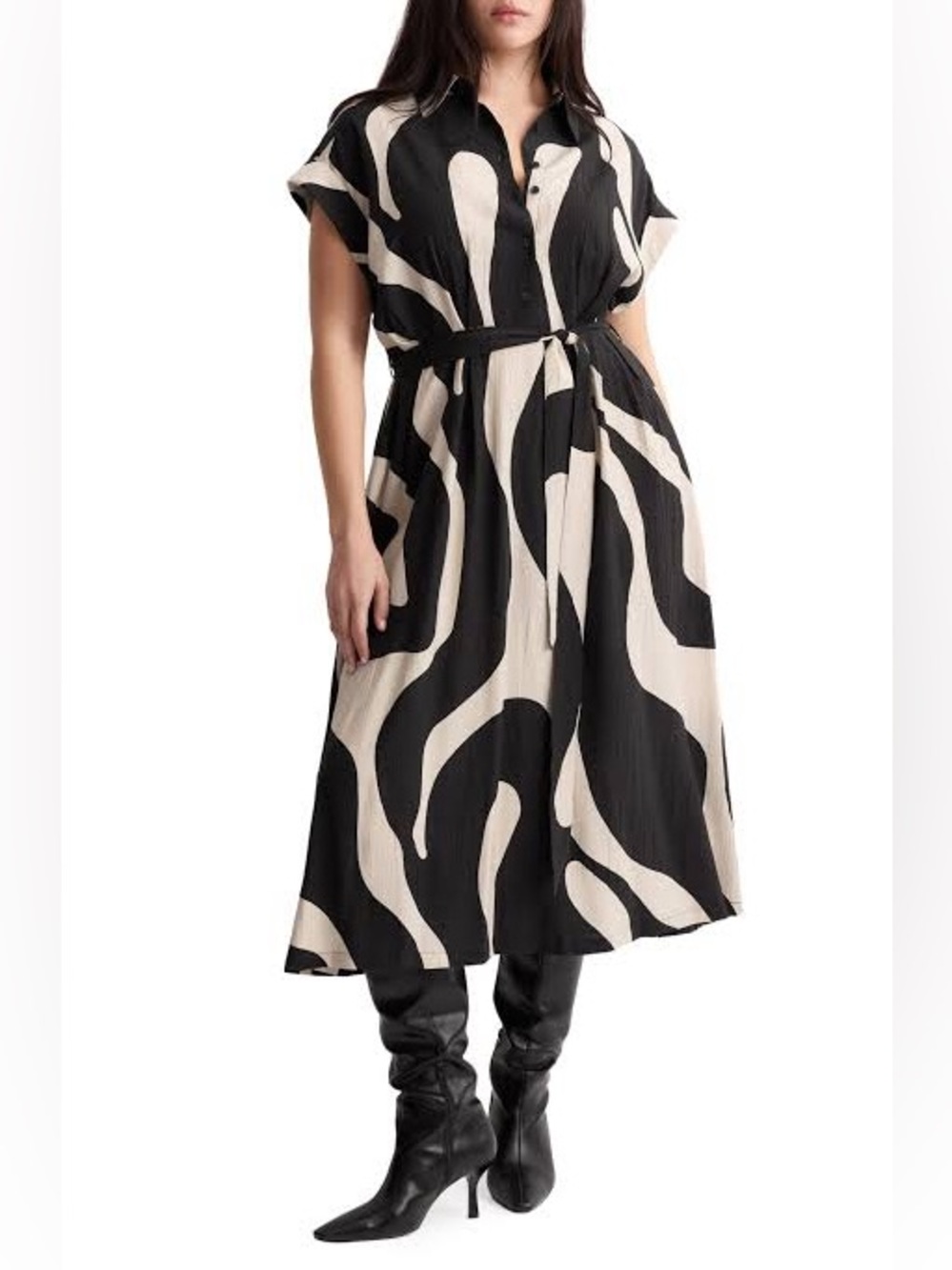 Mango MNG Abstract Shirt Dress NWT